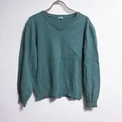 ✨良品✨ シネマクラブ M ニット Vネック セーター シンプル グリーン 綿