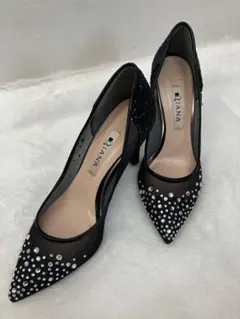 ⭐︎超美品⭐︎DIANA 21.5cm黒グリッターストーン装飾 7センチハイヒール