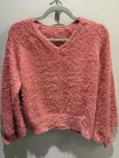 【極美品】ふわふわシャギーVネックニット ピンク Mサイズ