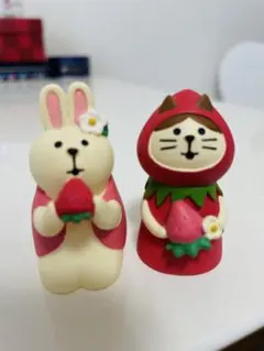 デコレコンコンブル　ウサギとネコのイチゴマスコットセット