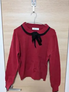 Alicedudu 襟付き ニット セーター L ボウタイ レッド 赤のサムネイル
