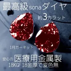 【ギフト推奨】最高級sonaガーネット　18Kgf 3カラト　1月誕生石