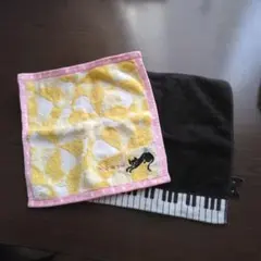 猫柄タオルハンカチ　2枚セット
