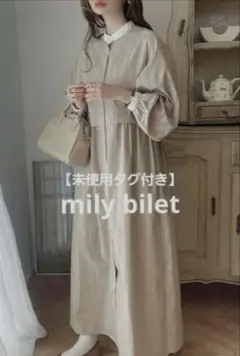 【未使用タグ付き】mily bilet マルチストライプシャツワンピース Ｍ