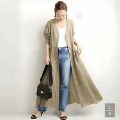 新品 ロング Vネック シャツワンピース ベージュ