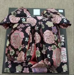 高級結び帯 薔薇 黒