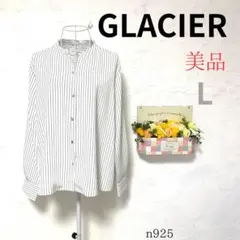 美品 【グラシア】 レディース ストライプシャツ 長袖 ベーシック 白×黒 L