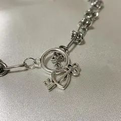 ハートと鍵のネックレス　レディース　シルバー　太め