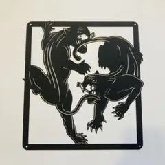 ◆ブラックパンサー/黒豹/アイアン・ウォールアート/壁掛け◆ロカビリー/タトゥー