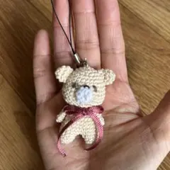 くまのあみぐるみキーホルダー 小さめ ハンドメイド ベージュ