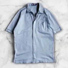 90’s CHAPS 半袖シャツ ジップアップ コーデュロイ