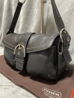 【極美品】コーチ ソーホー レザー ショルダーバッグ アクセサリーポーチ 黒