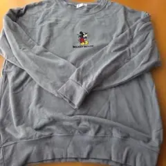 ミッキーマウス 刺繍 ブルーグレー トレーナー