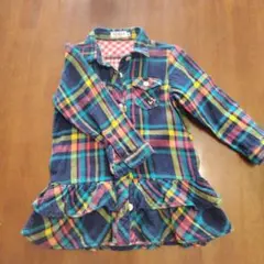 Mikihouse DOUBLE.B チェック柄ワンピース 90cm グリーン系