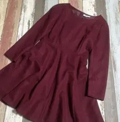 natural beauty basic❣️ワインカラーフレアワンピース