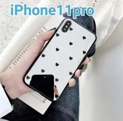 新品未使用 11pro iPhoneケース ハート ドット 黒 ブラック ミラー