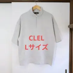 CLEL ハーフジップ 半袖 オーバーサイズ Tシャツ グレージュ系
