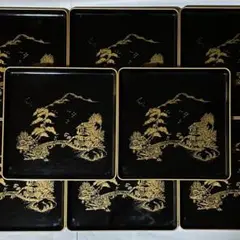輪島塗　会席膳　漆器 膳 8客セット 山水画 金彩 黒塗 輪島塗 会席膳 漆器 膳 8客セット 山水画 金彩 黒塗 - メルカリ