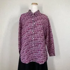 未使用 映え！総柄 花柄シャツ ピンク F レトロ ヴィンテージ風 ブラウス
