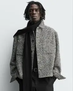 ZARA ザラ ポケット付きテクスチャードシャツジャケット Mサイズ