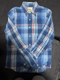 HOLLISTER 青系 チェック柄 長袖ネルシャツ