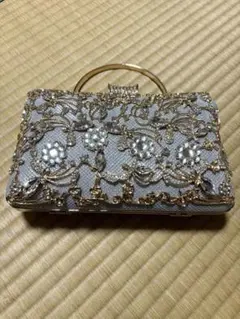 SUNSPOT シルバー ビーズ装飾 クラッチバッグ