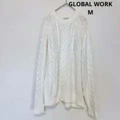 GLOBAL WORK ケーブル編み ニット セーター オフホワイト M