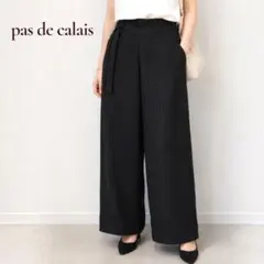 ♡パドカレ♡サルエルパンツ　美品 美品】パドカレ リネンレーヨン 24ssサルエル テーパードパンツ 黒 36