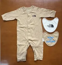 【ノースフェイス】 ベビー ロンパース 80 長袖 スタイ付