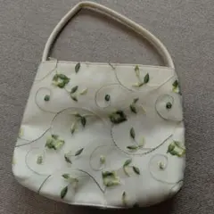 アイボリー 刺繍 パーティーバッグ