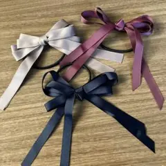 リボン付きヘアゴム3色セット