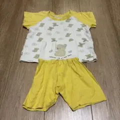 ベビー服 クマ柄 ベビーパジャマ 夏用 イエロー