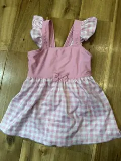 女の子用ピンクギンガムチェック水着➕ラッシュガード