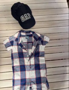 babyGap ロンパース 帽子付 チェック 12〜18M 美品のサムネイル