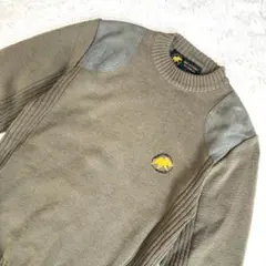 美品✨ハンティングワールド ニット エルボーパッチ M相当 ウール ロゴ メンズ