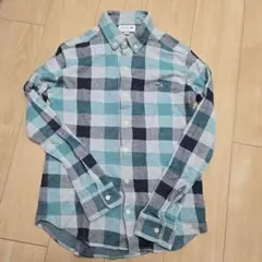 LACOSTE 青系チェック ボタンダウンシャツ