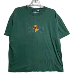 TAEC キャラクター Tシャツ くまのプーさん アニメ キャラ 刺繍 緑