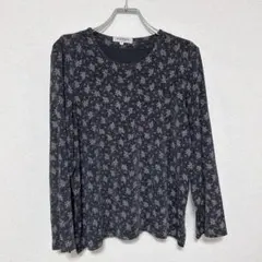 PAPIORA ミカレディ 長袖カットソー 総花柄 ネイビー LL k-14