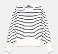 PLST　UVカットレーヨンブレンドドルマンセーター　ボーダー sizeＳのサムネイル