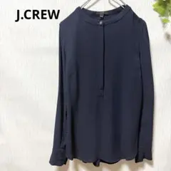 J.CREW 100%ビスコース ブラウス 紺 ネイビー 長袖シャツ 美品