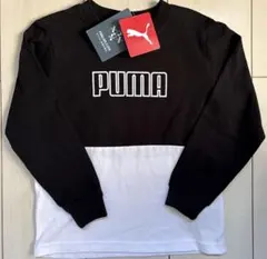 新品　120cm PUMA プーマ　切り替え　長袖Tシャツ　黒　白