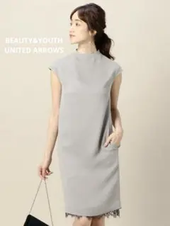 ☆ BEAUTY&YOUTH ボトルネック ヘムレース ドレス ワンピース　M