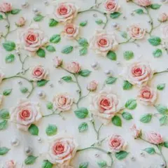 ❣️【限定】可愛いバラ柄立体感　綿100%シーチング生地　110x100cm