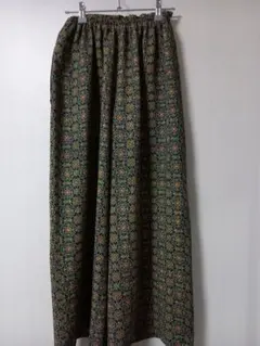 更紗模様ワイドパンツ　着物リメイク　正絹