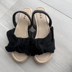 coen リボンサンダル ブラック Lサイズ 箱付き