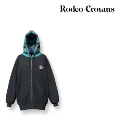 RODEO CROWNS パーカー フリース フード裏総柄 ビッグシルエット黒