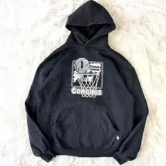 アメリカUSA製　Russell ラッセル　L パーカー　フーディ　ロゴ刺繍　黒