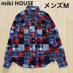 miki HOUSE ミキハウス　長袖シャツ　パッチワーク　チェック　Mサイズ
