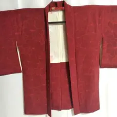 羽織 赤色 花柄模様 紐付き