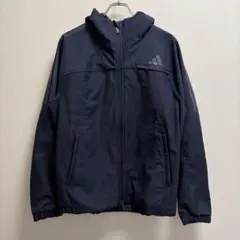アディダス スリーストライプス フード付き ウインドジャケット M ネイビー